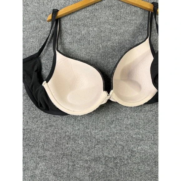 Cacique 42B Black Lace Underwire Bra Lightly Lined Demi Adjustable Straps - Picture 9 of 9